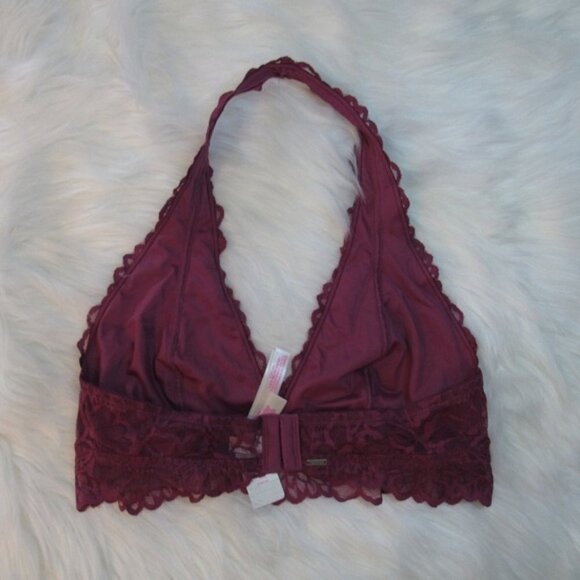 PINK Burgundy Lace Halter Bralette - Picture 2 of 2